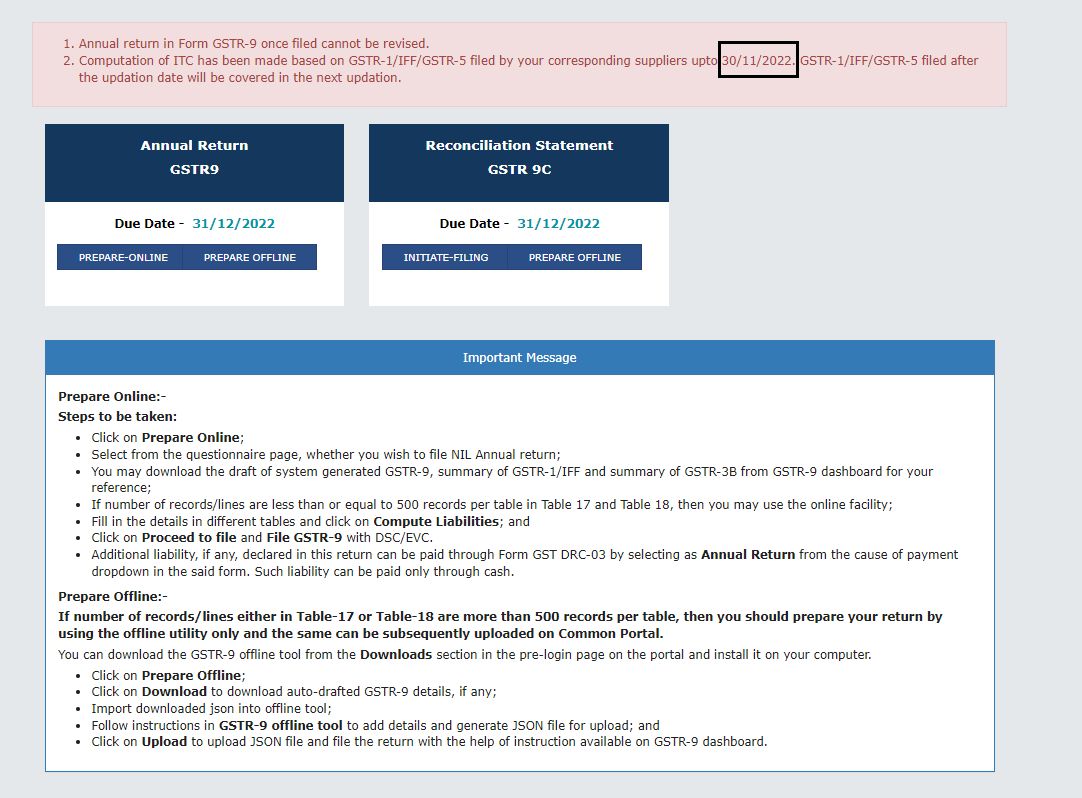 Computation of ITC on GST portal
